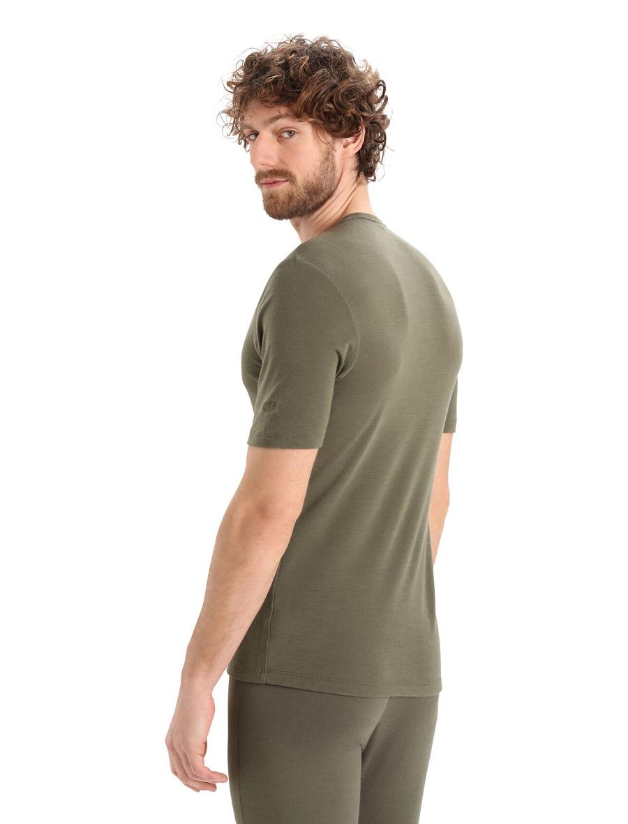 Men's Icebreaker Merino 175 Everyday Short Sleeve Crewe Thermal Top Base Layers Loden | CA 1570YXFU